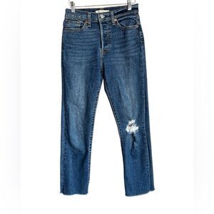Levi’s Strauss wedgie straight button fly jeans size 27 distressed mid wash boho